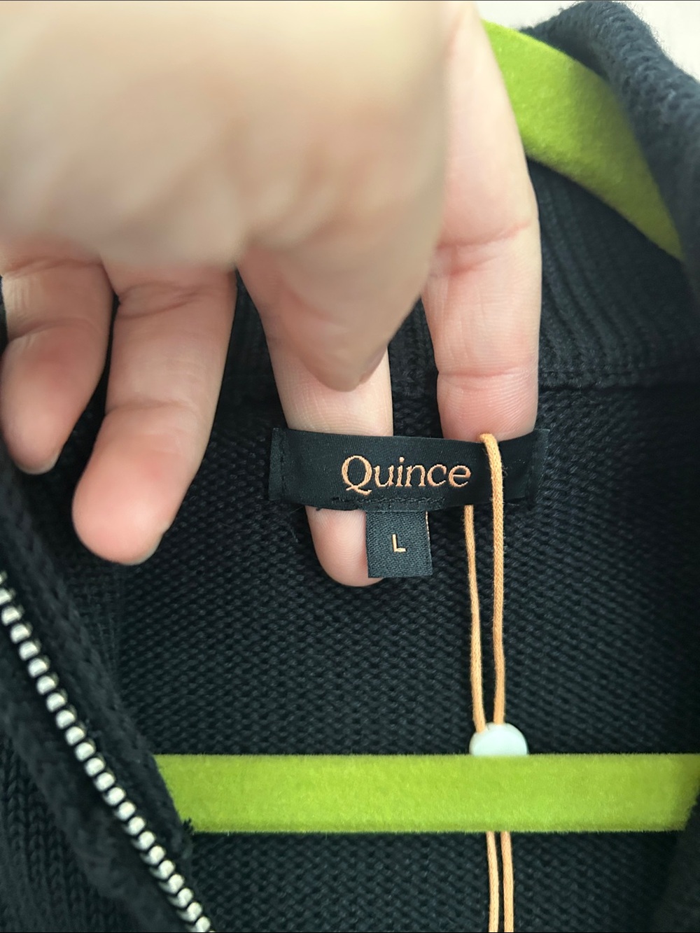 NWT Quince Men’s 100% Organic Cotton Quarter-Zip Sweater Black Large - Picture 8 of 12